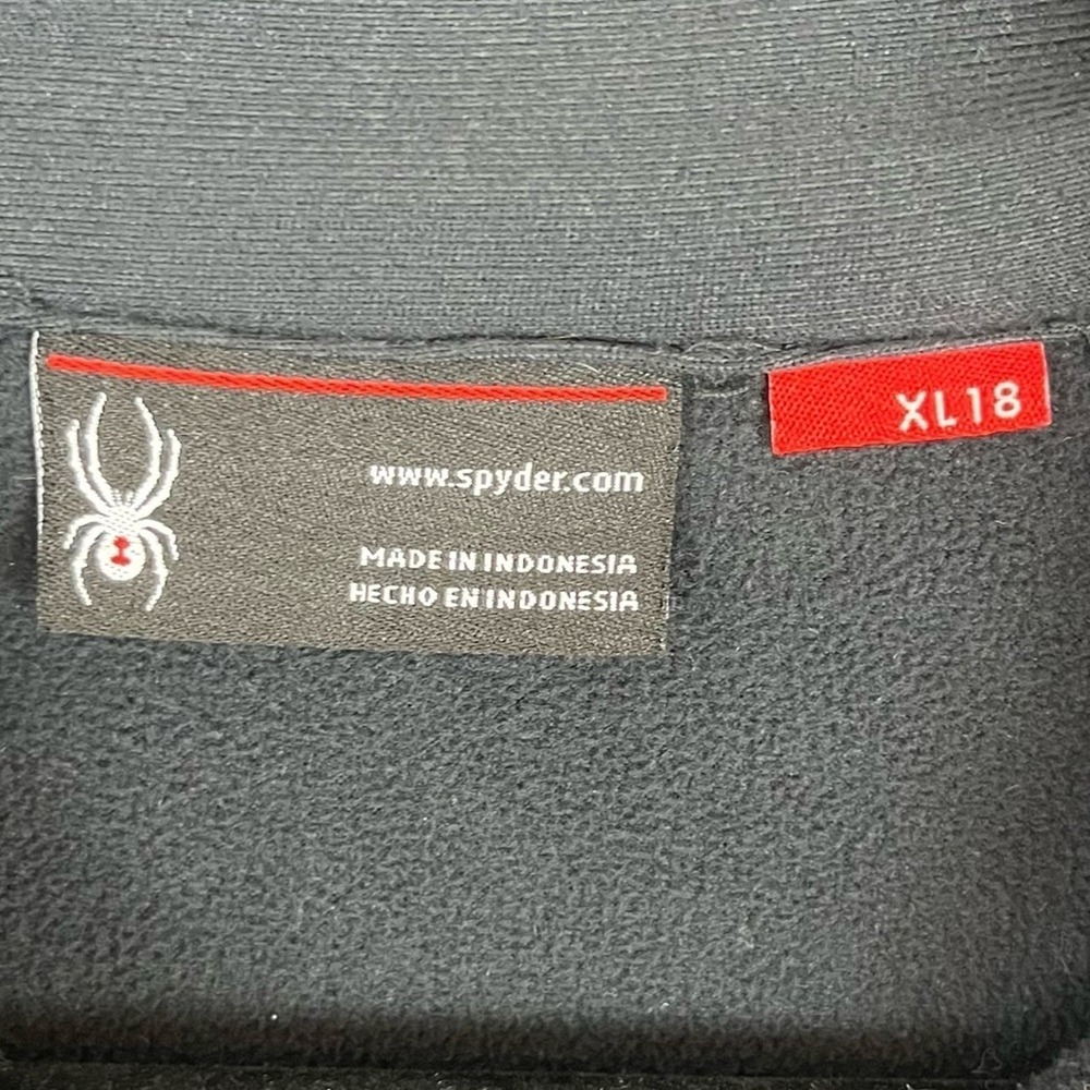 Spyder Boys XL 18 Black Fleece Jacket Red Zip Spider Logo - Picture 8 of 10
